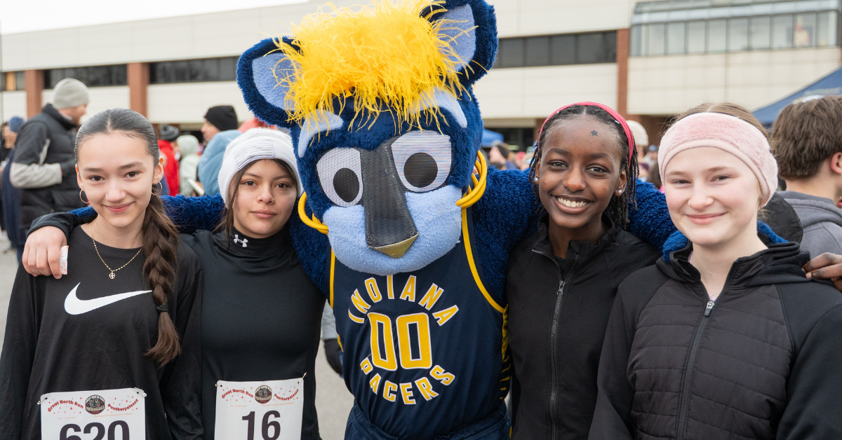Pacers Boomer with NCHS Students