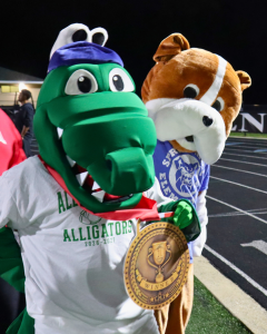 Allisonville's Chompy wins the Mascot Race at the 2026 North Central High School Homecoming Tailgate, hosted by the Washington Township Schools Foundation.